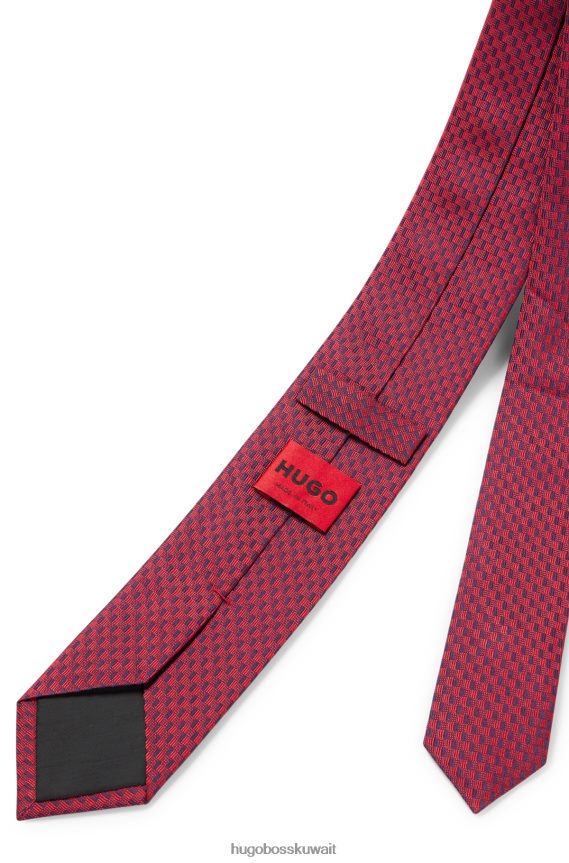 4TFNJN5867 وردي فاتح Hugo Boss ربطة عنق منقوشة من قماش الجاكار الحريري باللون الوردي الفاتح