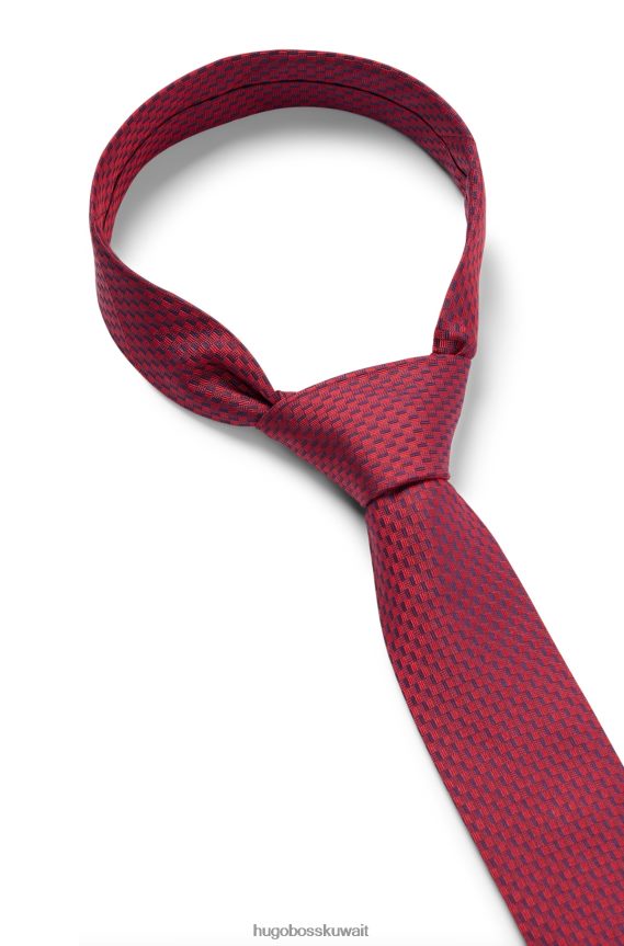 4TFNJN5867 وردي فاتح Hugo Boss ربطة عنق منقوشة من قماش الجاكار الحريري باللون الوردي الفاتح