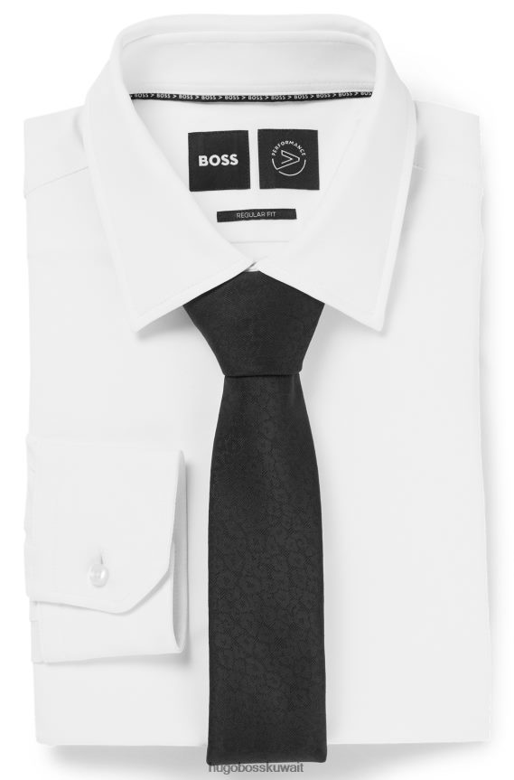 4TFNJN5872 أسود Hugo Boss ربطة عنق هوغو سوداء رسمية بنمط منسوج من قماش الجاكار