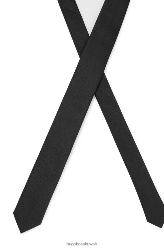 4TFNJN5872 أسود Hugo Boss ربطة عنق هوغو سوداء رسمية بنمط منسوج من قماش الجاكار