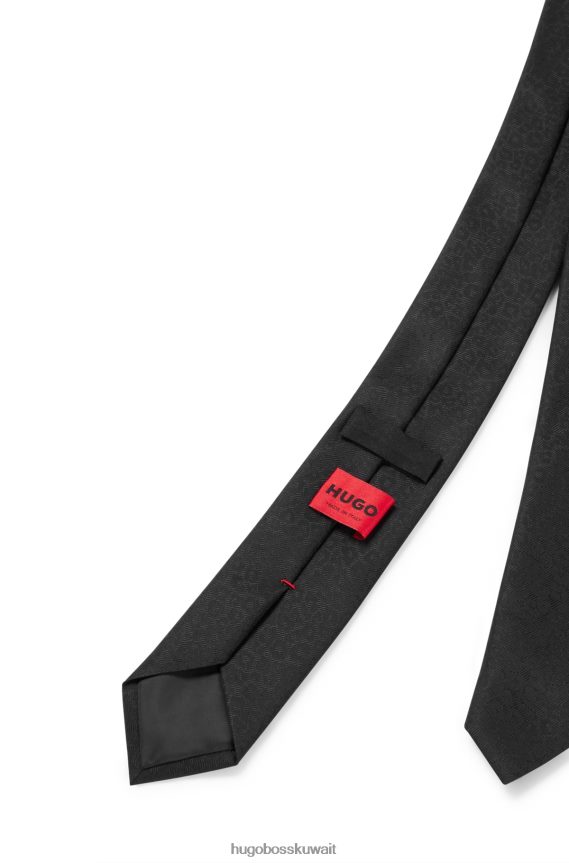 4TFNJN5872 أسود Hugo Boss ربطة عنق هوغو سوداء رسمية بنمط منسوج من قماش الجاكار