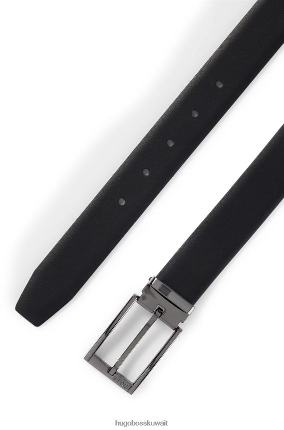 4TFNJN5873 أسود Hugo Boss حزام هوغو ذو وجهين من الجلد الإيطالي باللون الأسود