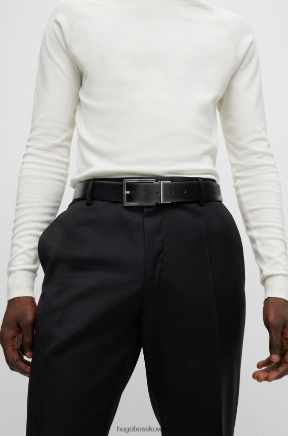 4TFNJN5873 أسود Hugo Boss حزام هوغو ذو وجهين من الجلد الإيطالي باللون الأسود