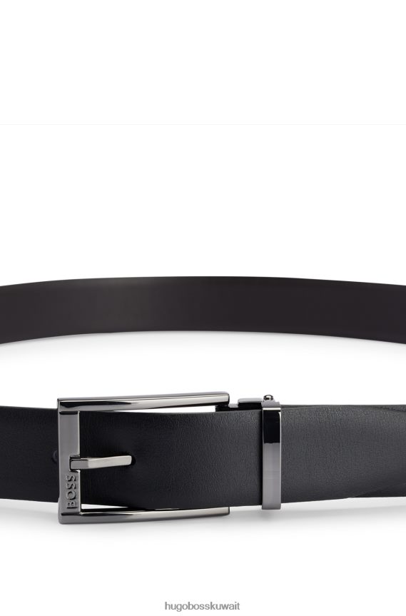 4TFNJN5873 أسود Hugo Boss حزام هوغو ذو وجهين من الجلد الإيطالي باللون الأسود