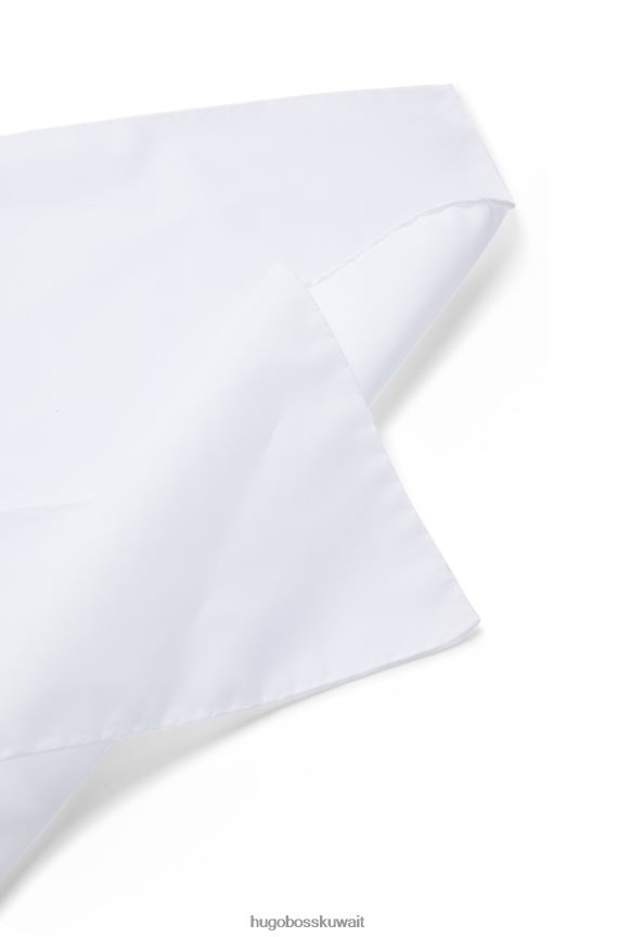4TFNJN5877 أبيض Hugo Boss منديل جيب هيوغو أبيض إيطالي الصنع من القطن سهل الكي