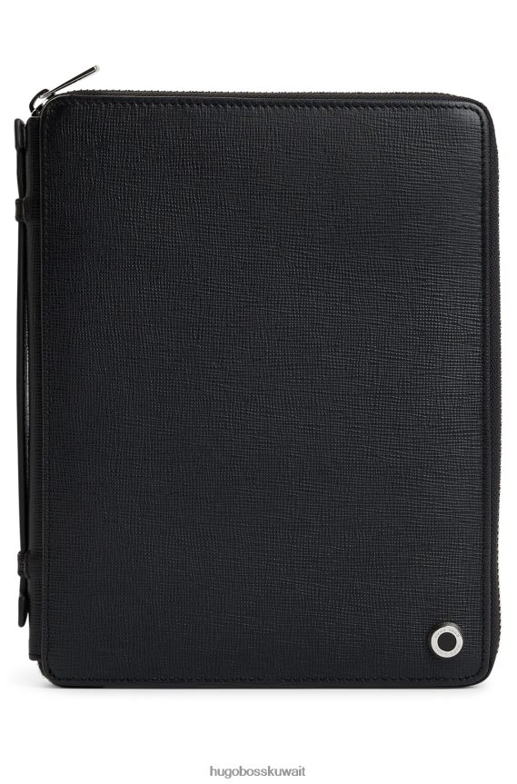 4TFNJN5878 أسود Hugo Boss مجلد مؤتمرات Hugo Black A5 مصنوع من جلد أسود اللون