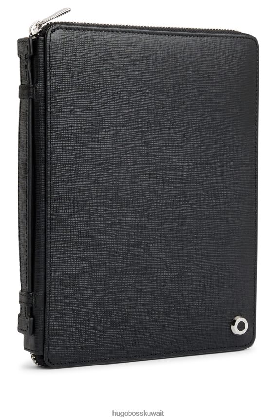 4TFNJN5878 أسود Hugo Boss مجلد مؤتمرات Hugo Black A5 مصنوع من جلد أسود اللون
