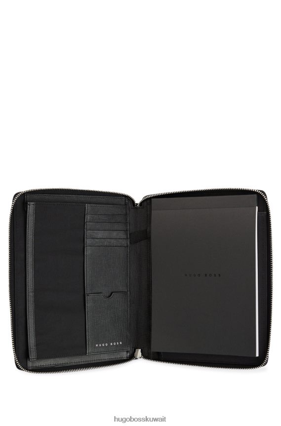 4TFNJN5878 أسود Hugo Boss مجلد مؤتمرات Hugo Black A5 مصنوع من جلد أسود اللون