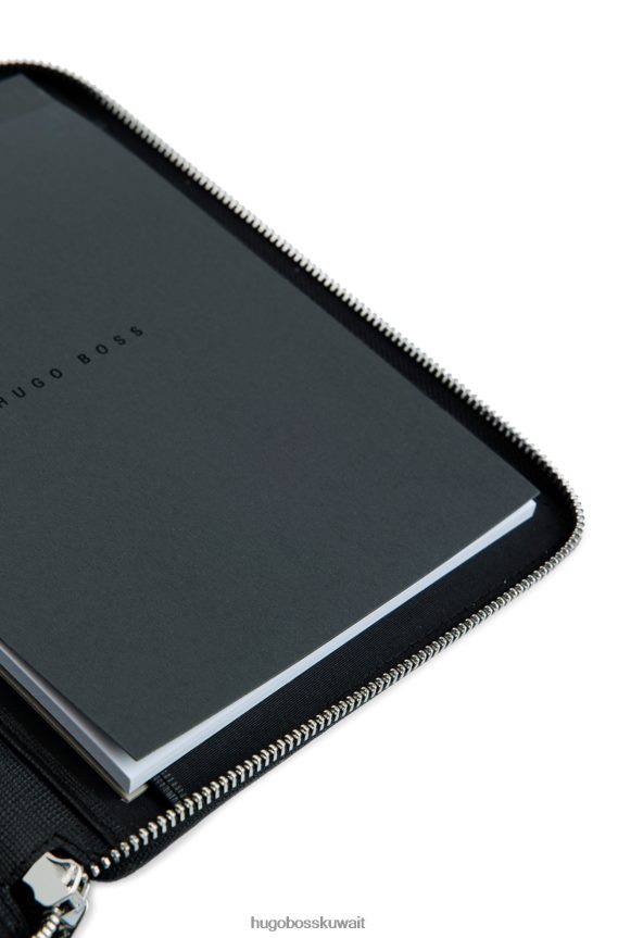 4TFNJN5878 أسود Hugo Boss مجلد مؤتمرات Hugo Black A5 مصنوع من جلد أسود اللون