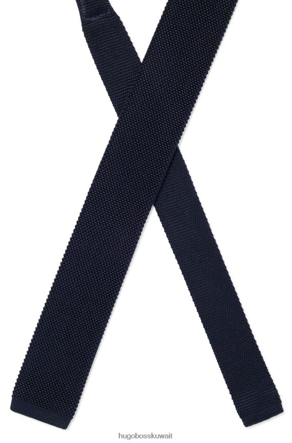 4TFNJN5880 أزرق غامق Hugo Boss ربطة عنق مستقيمة بهيكل بيكيه© من الحرير الخالص باللون الأزرق الداكن