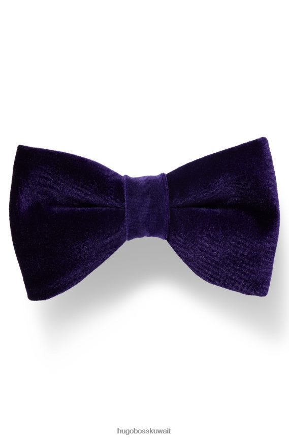 4TFNJN5881 الأرجواني الداكن Hugo Boss ربطة عنق أرجوانية داكنة مربوطة مسبقًا من هوغو المخملي المطاطي