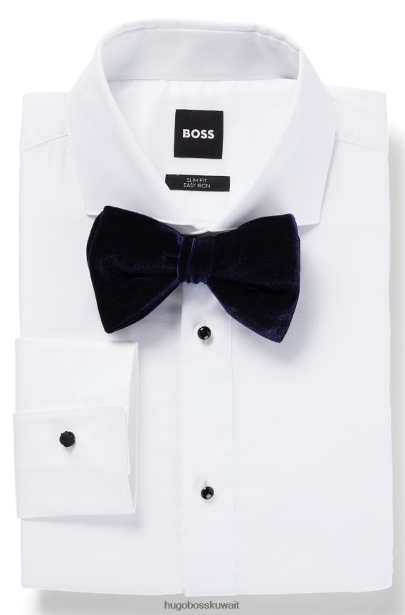 4TFNJN5882 أزرق غامق Hugo Boss ربطة عنق مربوطة مسبقًا من المخمل المطاطي هوغو باللون الأزرق الداكن