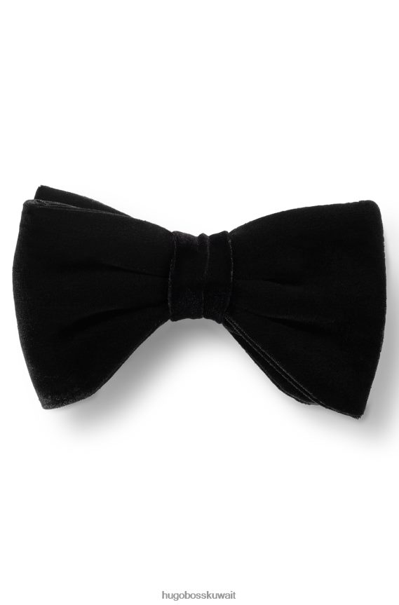 4TFNJN5883 أسود Hugo Boss ربطة عنق هوغو سوداء مربوطة مسبقًا من المخمل المطاطي