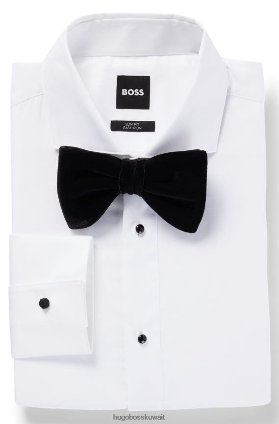 4TFNJN5883 أسود Hugo Boss ربطة عنق هوغو سوداء مربوطة مسبقًا من المخمل المطاطي