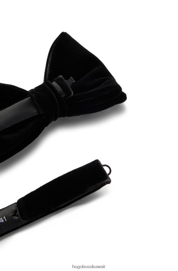4TFNJN5883 أسود Hugo Boss ربطة عنق هوغو سوداء مربوطة مسبقًا من المخمل المطاطي