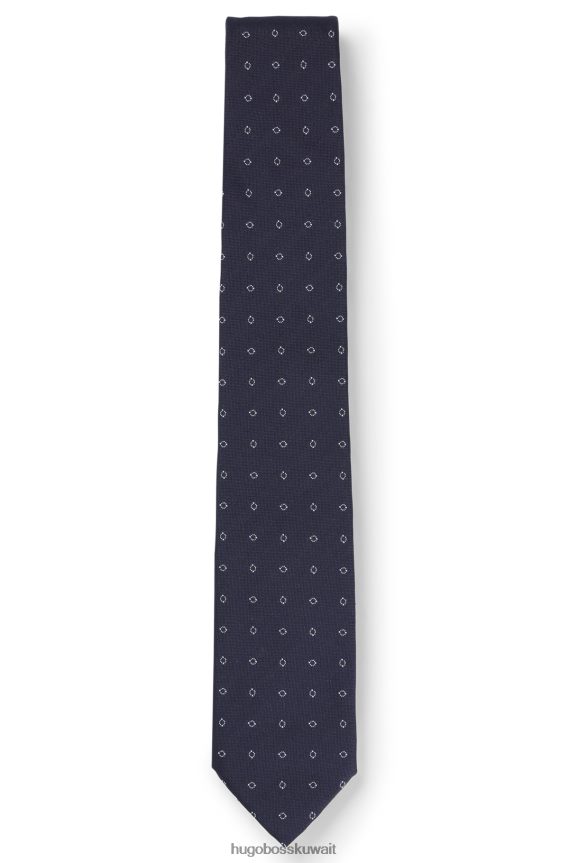 4TFNJN5885 أزرق غامق Hugo Boss ربطة عنق هوغو من حرير الجاكار بنمط عصري باللون الأزرق الداكن