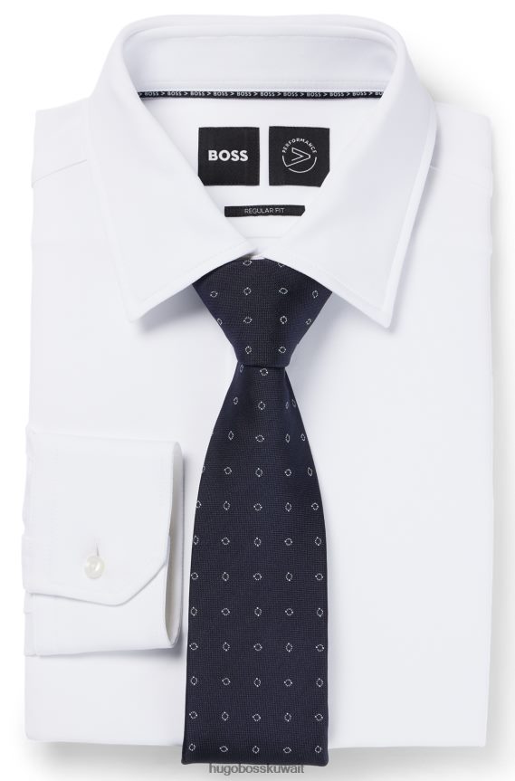 4TFNJN5885 أزرق غامق Hugo Boss ربطة عنق هوغو من حرير الجاكار بنمط عصري باللون الأزرق الداكن