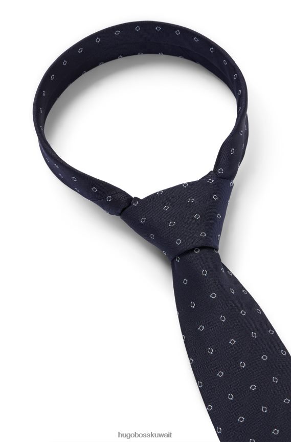 4TFNJN5885 أزرق غامق Hugo Boss ربطة عنق هوغو من حرير الجاكار بنمط عصري باللون الأزرق الداكن