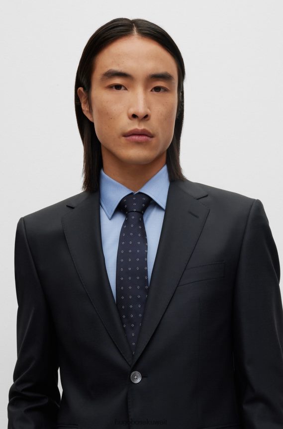 4TFNJN5885 أزرق غامق Hugo Boss ربطة عنق هوغو من حرير الجاكار بنمط عصري باللون الأزرق الداكن