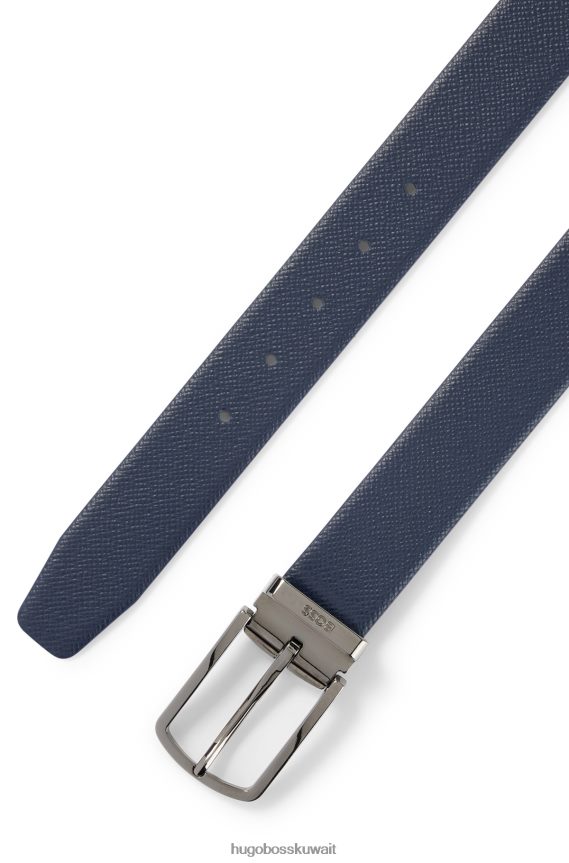 4TFNJN5889 أزرق غامق Hugo Boss حزام هوغو من الجلد الإيطالي ذو وجهين باللون الأزرق الداكن مع إبزيم سريع التحرير