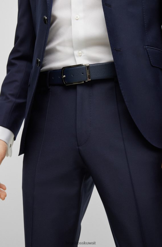 4TFNJN5889 أزرق غامق Hugo Boss حزام هوغو من الجلد الإيطالي ذو وجهين باللون الأزرق الداكن مع إبزيم سريع التحرير
