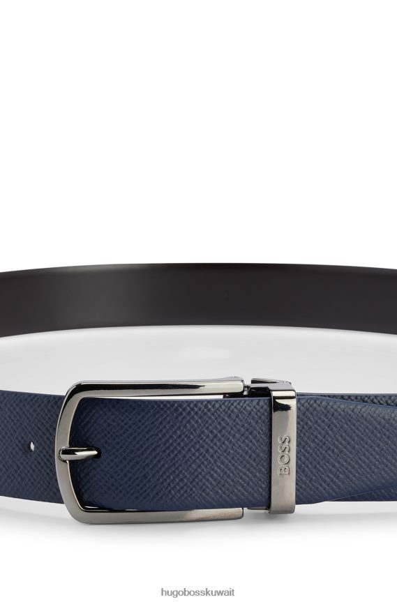 4TFNJN5889 أزرق غامق Hugo Boss حزام هوغو من الجلد الإيطالي ذو وجهين باللون الأزرق الداكن مع إبزيم سريع التحرير