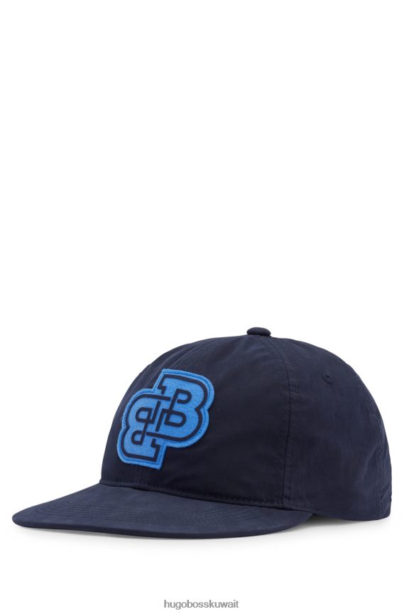 4TFNJN5890 أزرق غامق Hugo Boss قبعة هوغو من مزيج القطن باللون الأزرق الداكن مع حرف واحد فقط