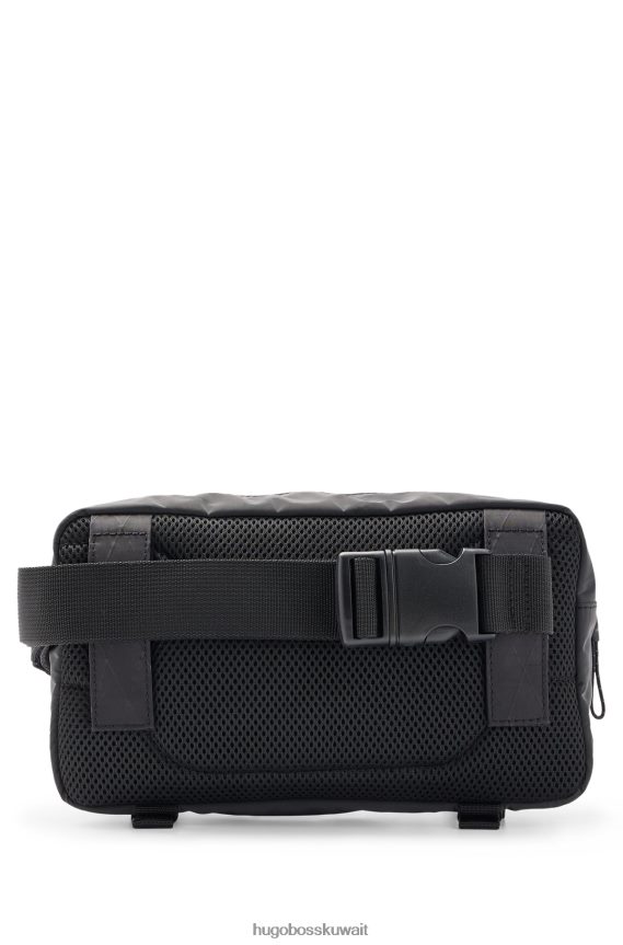 4TFNJN5891 أسود Hugo Boss حقيبة هوغو بحزام بشعار معدني بتأثير أسود