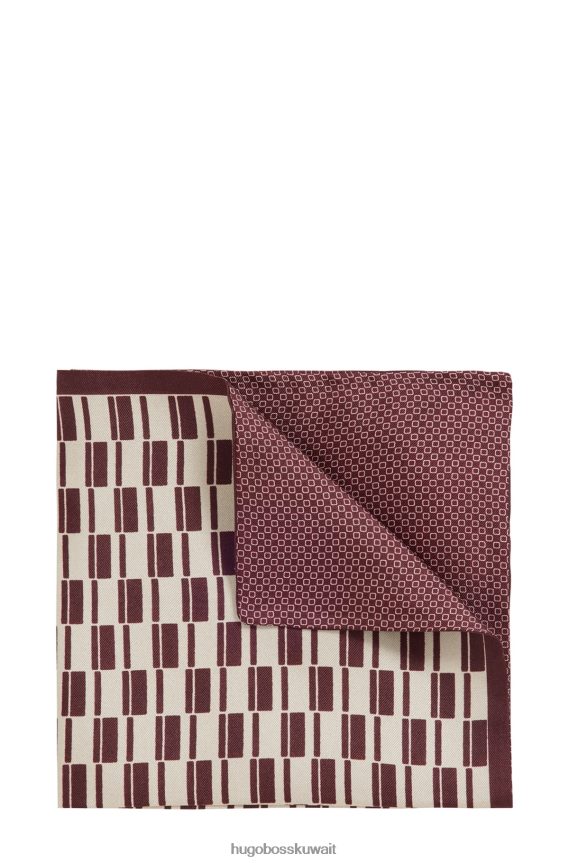 4TFNJN5892 أبيض Hugo Boss منديل جيب على الوجهين مصنوع من الحرير الخالص باللون الأبيض