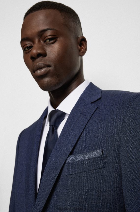 4TFNJN5893 أزرق غامق Hugo Boss منديل جيب أزرق داكن على الوجهين مصنوع من الحرير الخالص