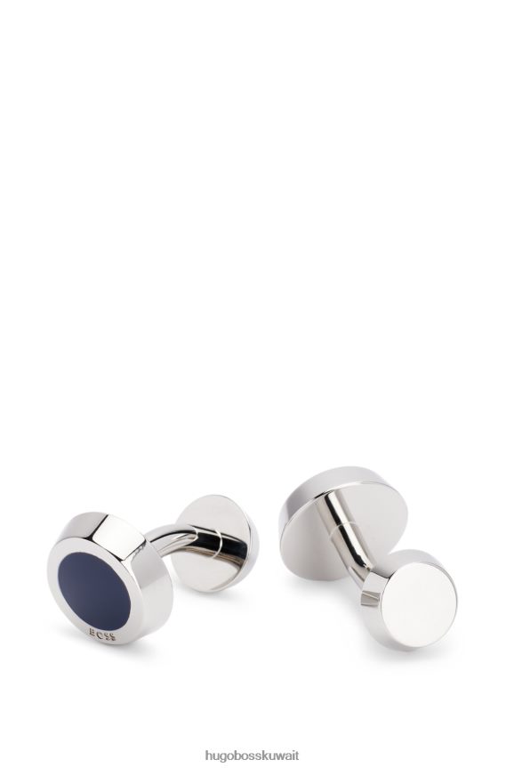 4TFNJN5895 أزرق غامق Hugo Boss أزرار أكمام بشعار هوغو مستديرة باللون الأزرق الداكن مع قلب من المينا