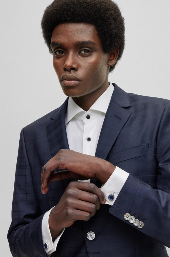 4TFNJN5895 أزرق غامق Hugo Boss أزرار أكمام بشعار هوغو مستديرة باللون الأزرق الداكن مع قلب من المينا