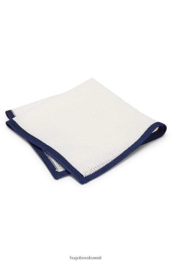 4TFNJN5898 أبيض Hugo Boss منديل جيب إيطالي الصنع من قماش بيكيه الحريري باللون الأبيض
