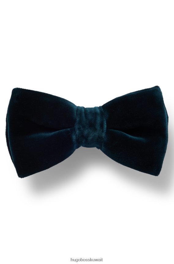 4TFNJN5903 الفيروز Hugo Boss ربطة عنق هوغو باللون الفيروزي من القطن المخملي الخالص مع سهولة الإغلاق