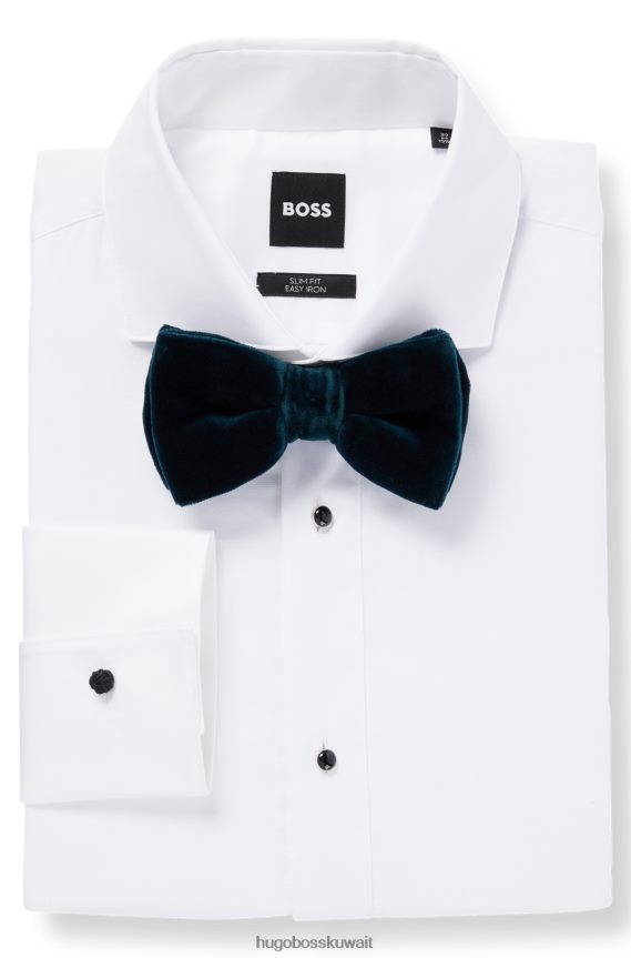 4TFNJN5903 الفيروز Hugo Boss ربطة عنق هوغو باللون الفيروزي من القطن المخملي الخالص مع سهولة الإغلاق