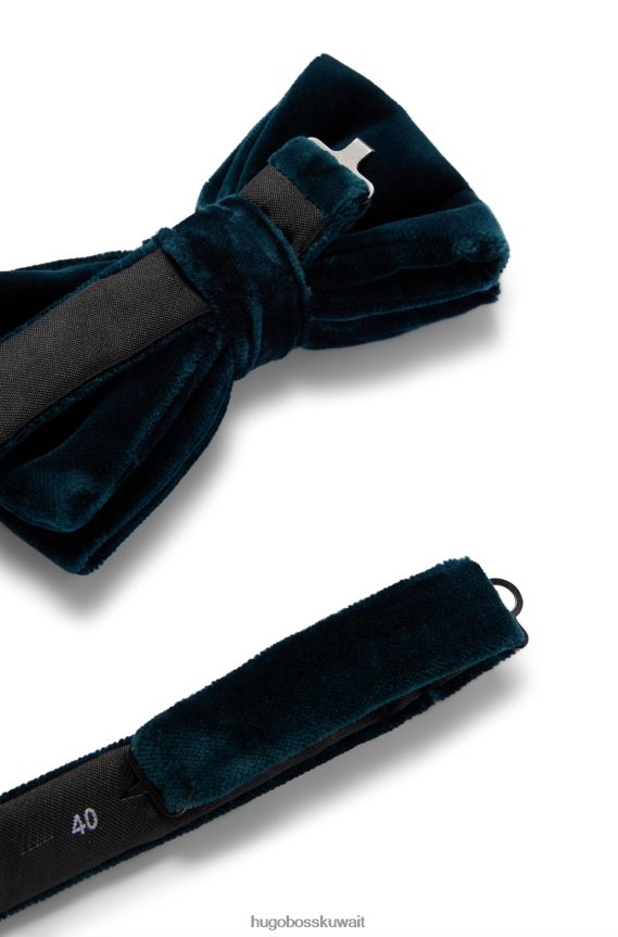 4TFNJN5903 الفيروز Hugo Boss ربطة عنق هوغو باللون الفيروزي من القطن المخملي الخالص مع سهولة الإغلاق