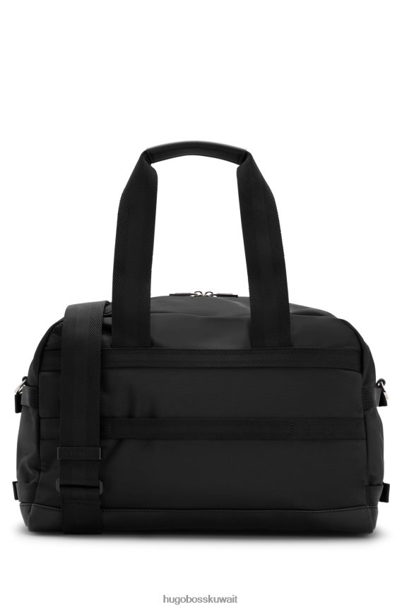 4TFNJN5904 أسود Hugo Boss حقيبة هوغو من المواد المعاد تدويرها مع تفاصيل الشعار وحزام قابل للفصل باللون الأسود