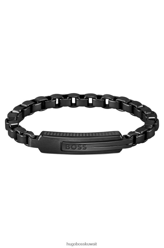 4TFNJN5907 حزمة مسبقة متنوعة Hugo Boss سوار على شكل سلسلة مربعة مع لوحة منحنية منقوشة بالشعار: حزمة متوسطة الحجم من Hugo مسبقًا