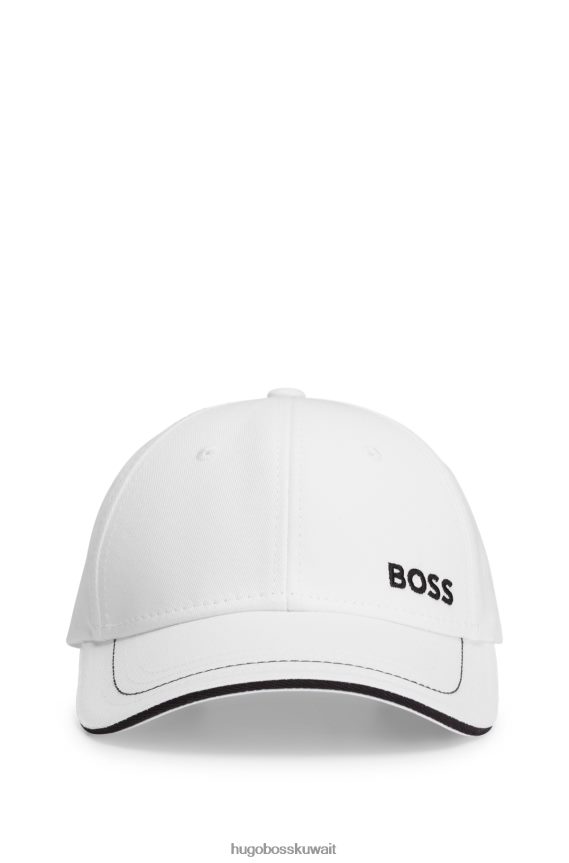 4TFNJN5909 أبيض Hugo Boss قبعة هوغو من القطن الأبيض مع تفاصيل الشعار