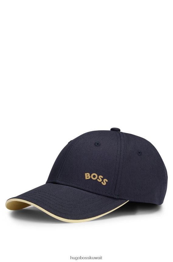 4TFNJN5910 أزرق غامق Hugo Boss قبعة هوغو من نسيج قطني طويل مع شعار منحني باللون الأزرق الداكن