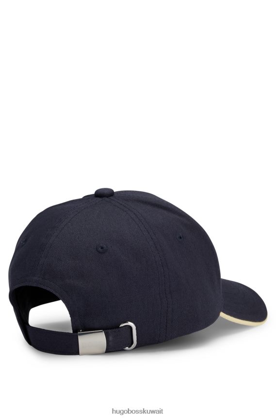 4TFNJN5910 أزرق غامق Hugo Boss قبعة هوغو من نسيج قطني طويل مع شعار منحني باللون الأزرق الداكن
