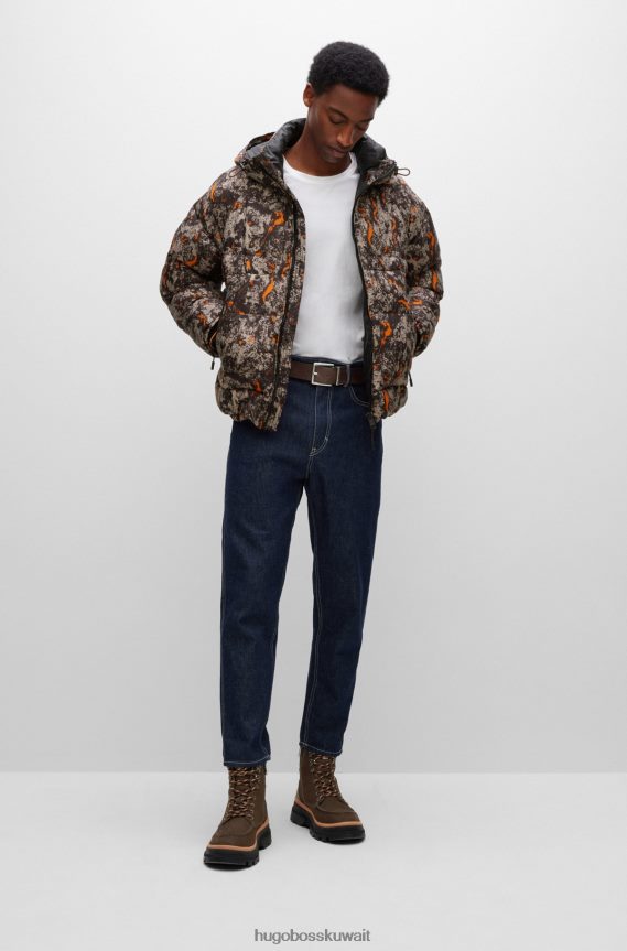 4TFNJN5916 بني Hugo Boss حزام هوغو بني ذو وجهين مع حافظة الشعار