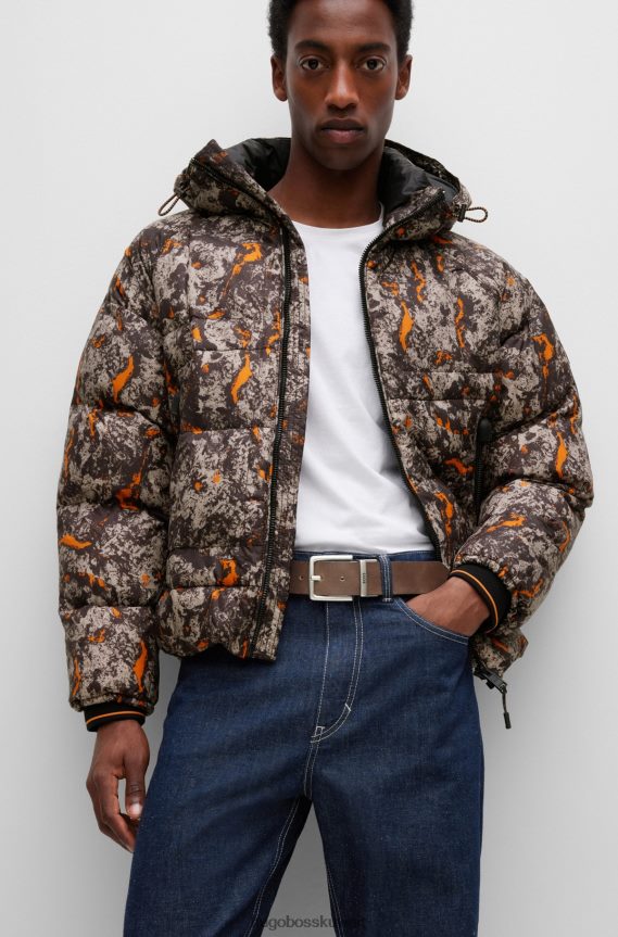 4TFNJN5916 بني Hugo Boss حزام هوغو بني ذو وجهين مع حافظة الشعار