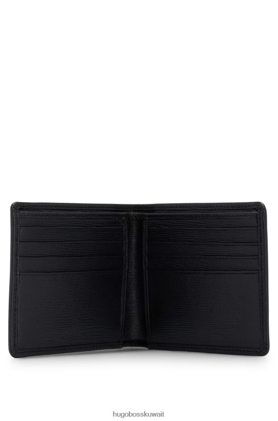 4TFNJN5917 أسود Hugo Boss محفظة إيميد من الجلد الإيطالي مع لوحة الشعار