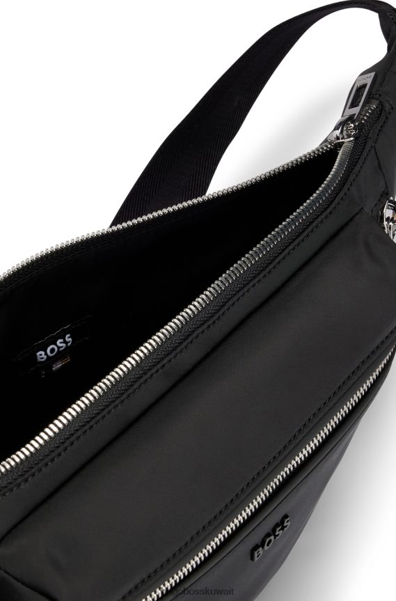 4TFNJN5921 أسود Hugo Boss حقيبة حزام بجيب بسحاب مصنوعة من مادة معاد تدويرها باللون الأسود هوغو