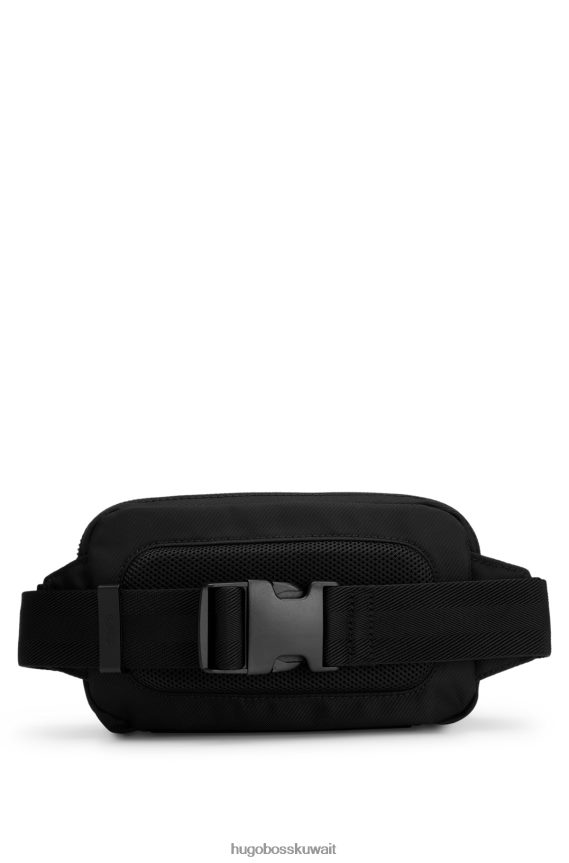 4TFNJN5927 أسود Hugo Boss حقيبة حزام بشعار الماركة مصنوعة من مادة معاد تدويرها منظمة باللون الأسود من هوغو