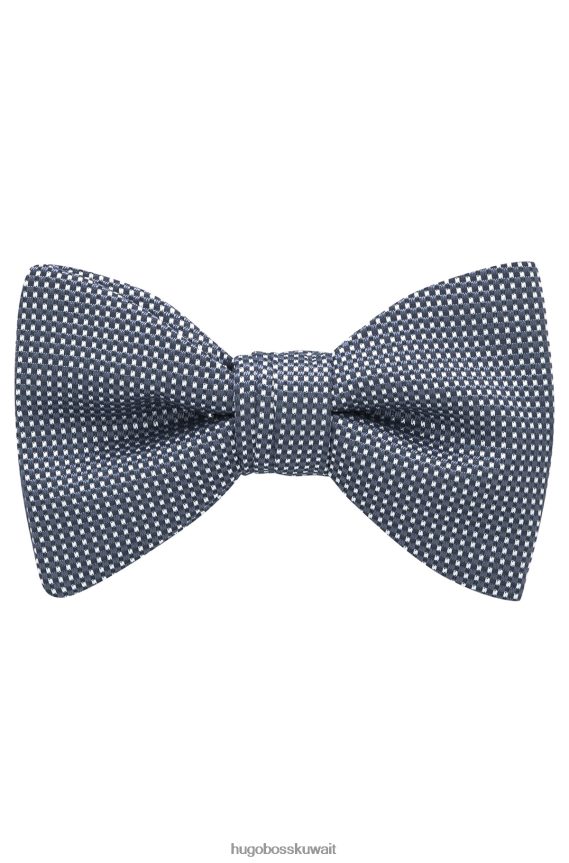 4TFNJN5928 أزرق غامق Hugo Boss ربطة عنق منقوشة باللون الأزرق الداكن من قماش الجاكار الحريري