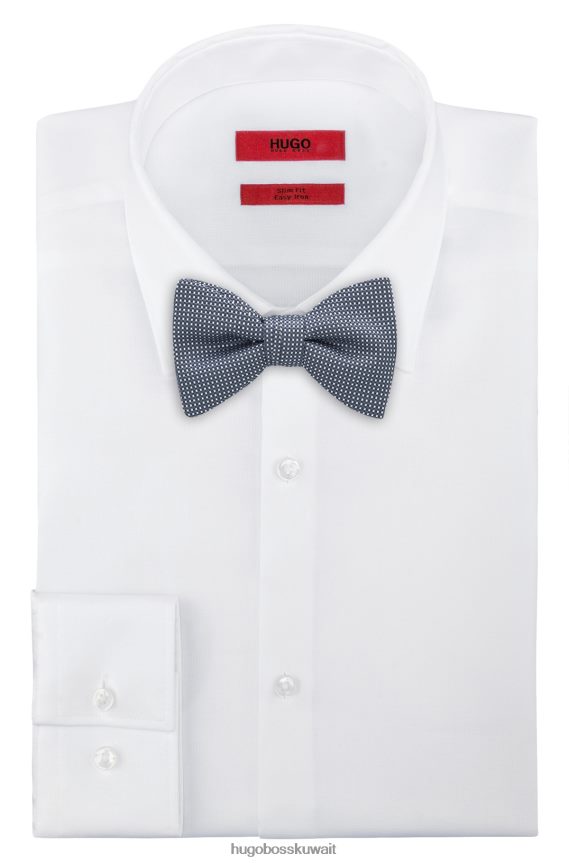 4TFNJN5928 أزرق غامق Hugo Boss ربطة عنق منقوشة باللون الأزرق الداكن من قماش الجاكار الحريري