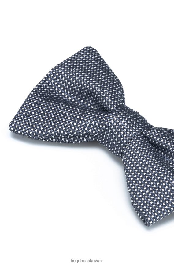 4TFNJN5928 أزرق غامق Hugo Boss ربطة عنق منقوشة باللون الأزرق الداكن من قماش الجاكار الحريري