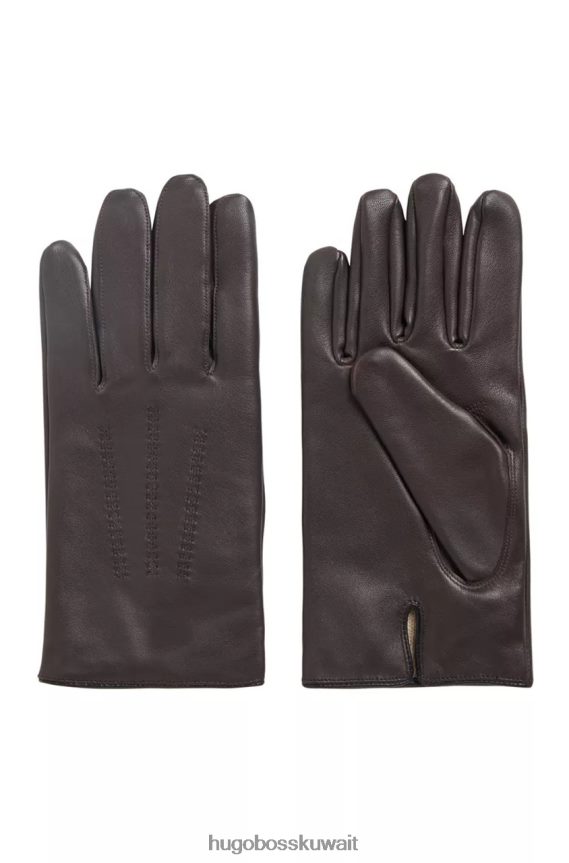 4TFNJN594 بني / أسود / كحلي Hugo Boss قفازات جلدية هاينز 50437119 بني